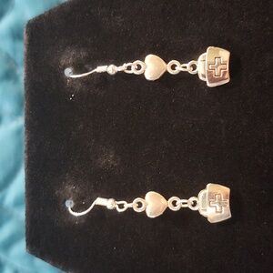 Nurse Hat Heart Silver Hook Earrings